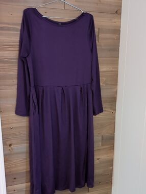 24 Seven Long Sleeve Plum Midi Dress